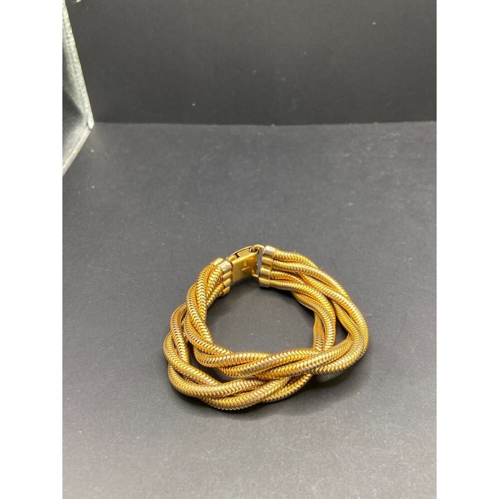 Vintage Napier Wrapped Multi Row Gold Tone Snake Chain Bracelet Size 6 1/2"